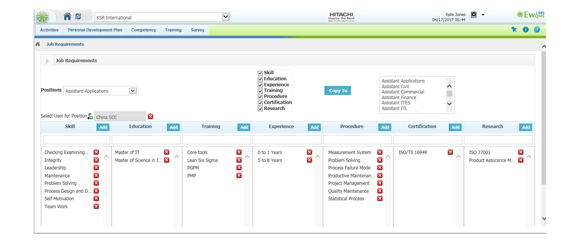 Job Requirement –User view